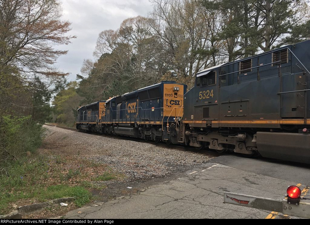 CSX SD40E3's 1701 and 1703 lead a quartet of units